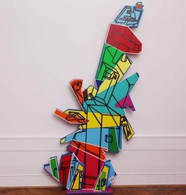 Sculpture intitulée "Lyon DOWNTOWN" par Pierre-Jean Combar, Œuvre d'art originale, Bois