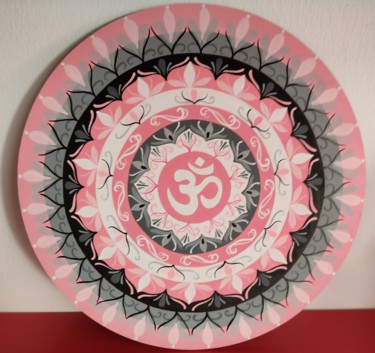 Pintura intitulada "Om Pink and Grey Ma…" por Dalila Martins, Obras de arte originais, Acrílico