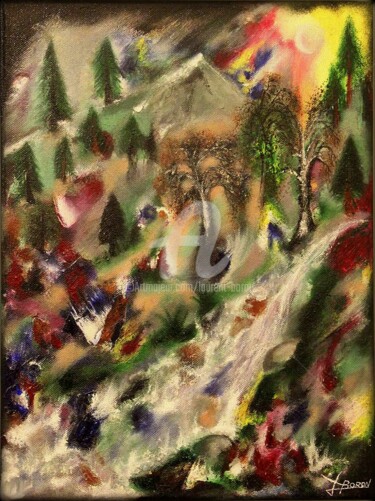 Peinture intitulée "Paysage de Franche-…" par Laurent Boron, Œuvre d'art originale, Huile