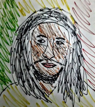 Σχέδιο με τίτλο "Bob Marley" από Iheb Gharbi, Αυθεντικά έργα τέχνης, Μαρκαδόρος