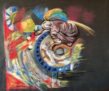 Dessin intitulée "Craies trottoir" par Maryse Renault, Œuvre d'art originale, Pastel