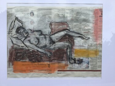 제목이 "Corinne en orange"인 그림 Elisabeth Fabre Derulliere로, 원작, 숯