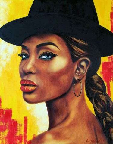 Original painting. African woman. Woman in the hat. 제목이 "Original painting.…"인 미술작품 Elena Tananaeva로, 원작, 기름