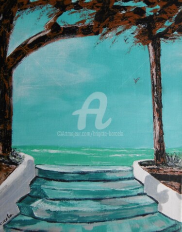Peinture intitulée "Vue mer" par Brigitte Barcelo, Œuvre d'art originale, Acrylique