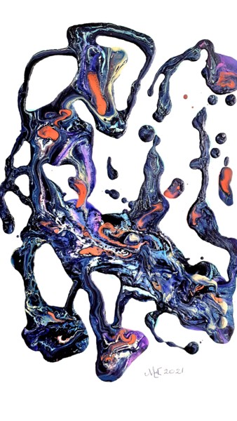 Peinture intitulée "Reptiles" par Marianne Huizinga, Œuvre d'art originale, Acrylique