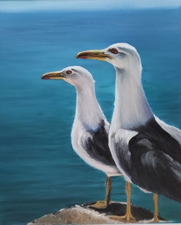 绘画 标题为“Two seagulls” 由Antonina Leshchenko, 原创艺术品, 油