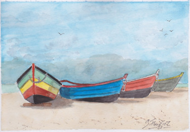绘画 标题为“Barques échouées” 由Guillaume Flouriot, 原创艺术品, 水彩