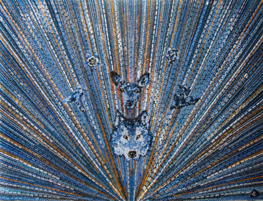 Bleu paradoxe Arte textil titulada "Bleu paradoxe" por Léa Coutureau, Obra de arte original, Bordado Montado en Bastidor de camilla de mad…