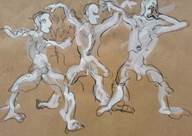 Dessin intitulée "Mouvement - Movment" par Marijo Ponce Fest, Œuvre d'art originale, Gouache