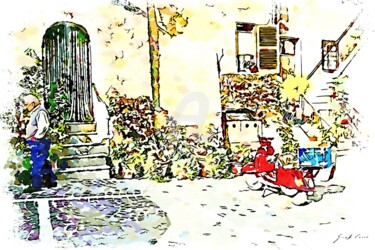 Anziano e vespa rossa