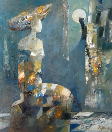 Full moon (60x70cm, oil/canvas, ready to hang) 绘画 标题为“Full moon (60x70cm,…” 由Mateos Sargsyan, 原创艺术品, 油 安装在木质担架架上