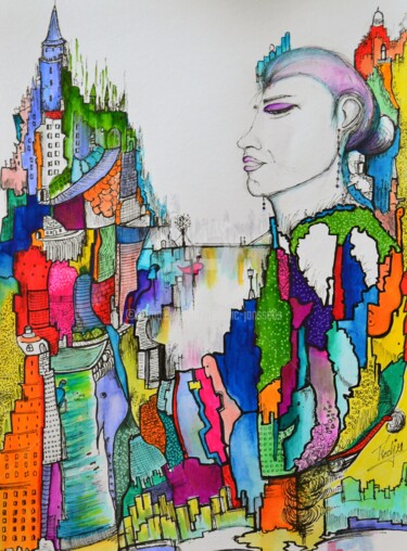 Peinture intitulée "Féodalité madame" par Frederic Janssens (Fredj), Œuvre d'art originale, Marqueur