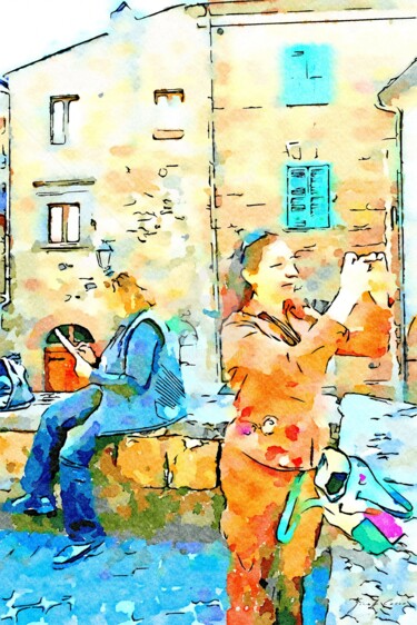Donna fotografa e donna disegnatrice
