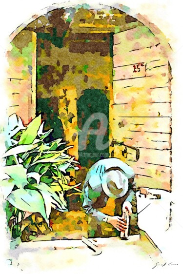 Anziano con ciocchi di legna