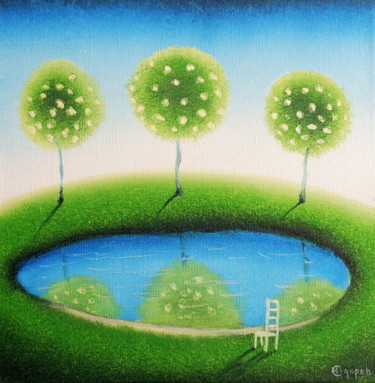 Painting titled "Яблочное отражение" by Oleg Sidorov, Original Artwork, Oil