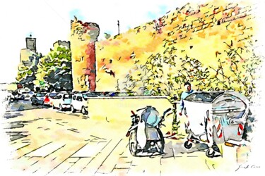 Cassonetti dell'immondizia sotto le mura