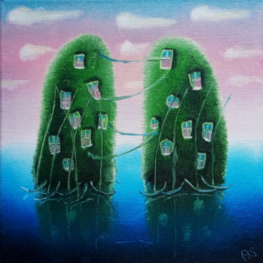Painting titled "Два остова" by Oleg Sidorov, Original Artwork, Oil