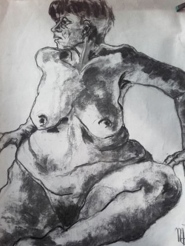 Dessin intitulée "Véro" par Marijo Ponce Fest, Œuvre d'art originale, Fusain