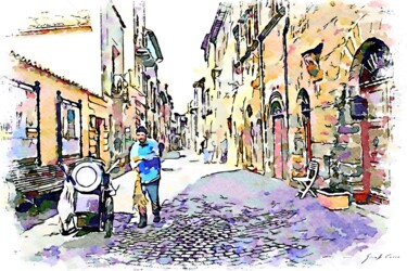 Spazzino nel corso del borgo