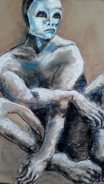 Dessin intitulée "L'homme mystére - T…" par Marijo Ponce Fest, Œuvre d'art originale, Pastel