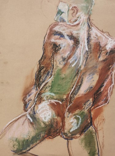 Dessin intitulée "Le dos - The back" par Marijo Ponce Fest, Œuvre d'art originale, Pastel