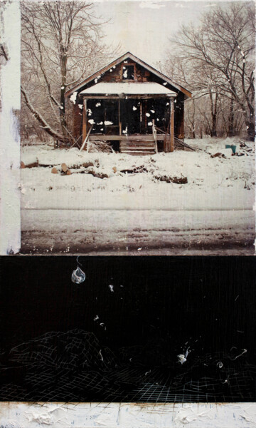 Painting titled "Forgotten house II" by Carlos Asensio, Original Artwork, Oil Mounted on Wood Panel