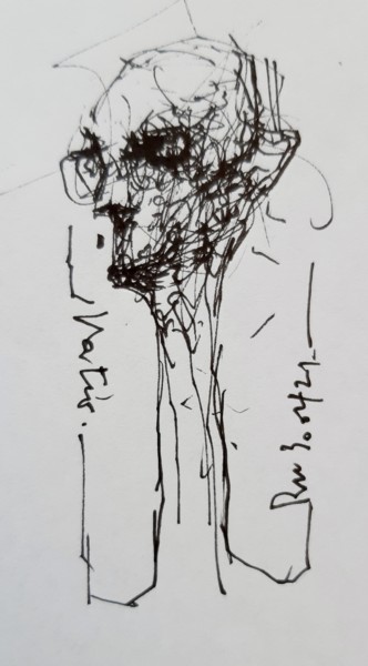 Tekening getiteld "Vater: Reibe am tot…" door Stephan Rodriguez Warnemünde, Origineel Kunstwerk, Inkt
