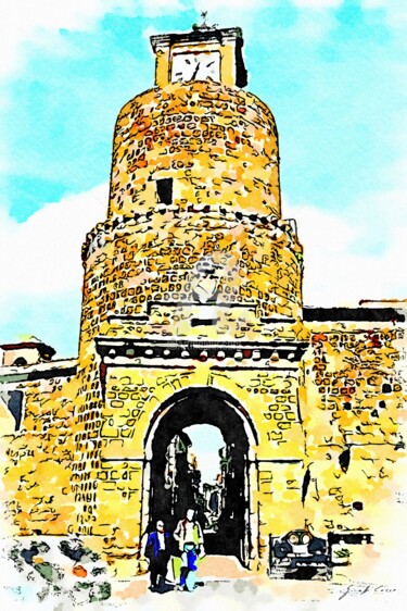 Torre medievale con orologio