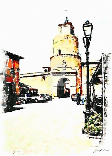 Torre medievale e lampione