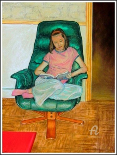 Σχέδιο με τίτλο "La lecture" από Sophie Tellier, Αυθεντικά έργα τέχνης, Παστέλ