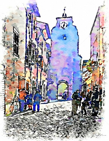 Capannelli di persone nel corso del borgo
