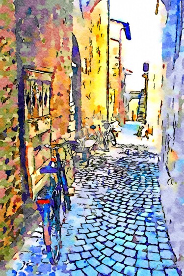 Biciclette appoggiate nel vicolo