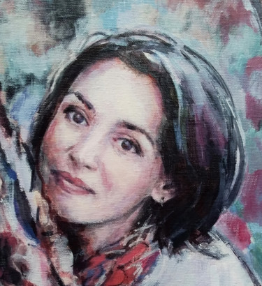 Painting titled "Dark-haired girl" by Robert Andersen, Original Artwork, Oil