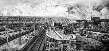 Photography titled "gare de Mons" by Olivier De Pooter, Original Artwork, Manipulated Photography