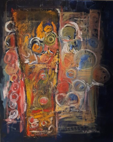 绘画 标题为“" Chaman totem feu "” 由Thierry Pujalte, 原创艺术品, 颜料