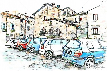 Automobili parcheggiate nel borgo