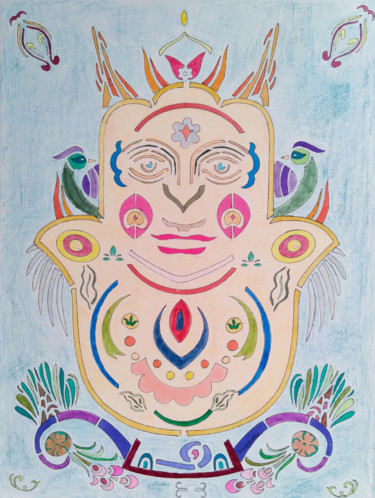 Drawing titled "Mighty Mojo Man" by Sara Lamothe (Savant Artist), Original Artwork, Marker