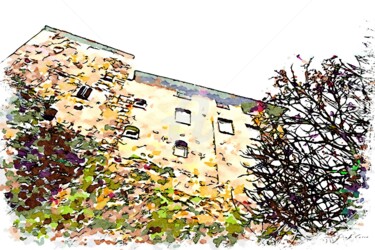 Palazzo sulla rupe tra gli alberi