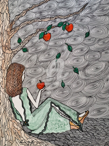 Drawing titled "Il était une fois P…" by Lucie Giglio, Original Artwork, Watercolor