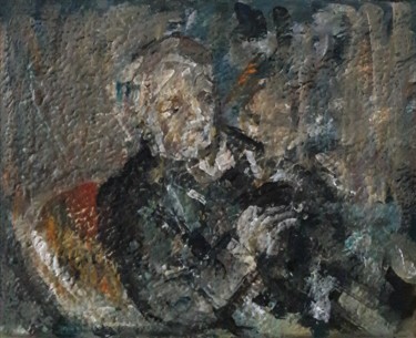 Painting titled "costume noir" by Sam Keusseyan, Original Artwork, Acrylic