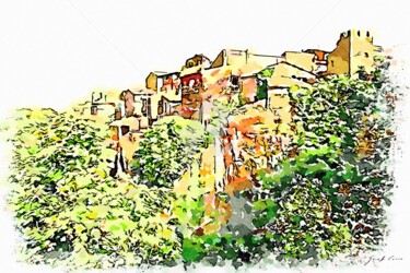 Paesaggio con borgo sulla rupe