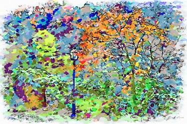 Lampione col bosco d'autunno