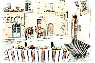 Cavalli nella piazza del borgo