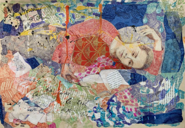 Lectrice rêveuse Dessin intitulée "Lectrice rêveuse" par Cecile Augis, Œuvre d'art originale, Stylo à bille