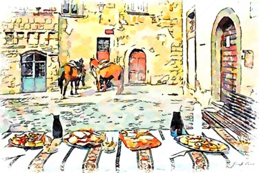Cavalli nella piazza del borgo (2)