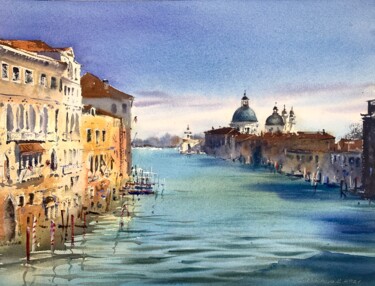 Canal Grande, Venice #3 Schilderij getiteld "Canal Grande, Venic…" door Eugenia Gorbacheva, Origineel Kunstwerk, Aquarel