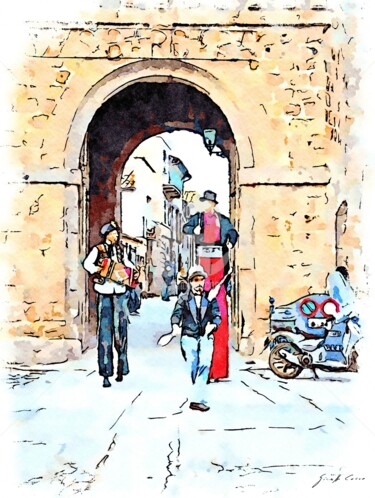 Saltimbanchi alla porta del borgo