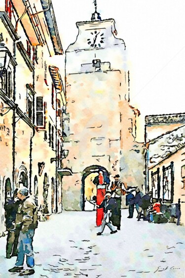 Gente e saltimbanchi sul corso del borgo