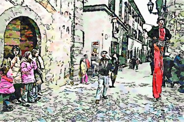 Bambini per strada guardano i saltimbanchi (2)
