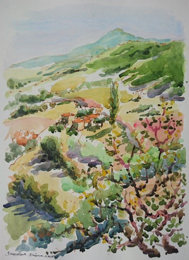 Painting titled "Drôme" by Vincent Dumolard, Original Artwork, Watercolor